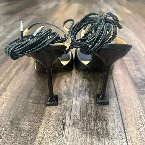 New GUESS Metallic Black Niko High Heel Lace up Wrap Gladiator Sandals 10M Party - Picture 4 of 7